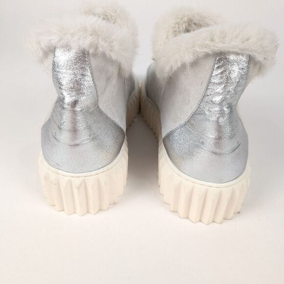 NEW Voile Blanche White Silver LUSH platform boot suede synthetic fur US 10.5/11 - Picture 9 of 15